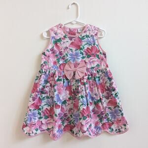 Vtg 90s Rare Editions Dress Girls Sz 3-4T Pink Floral Sundress